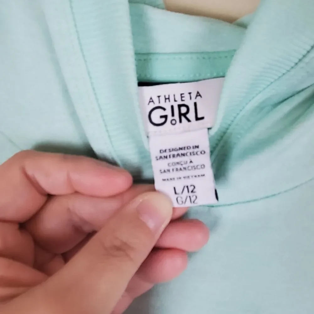 Athleta Girl Wintergreen Mint Uptempo Hooded Top Size large/12 In good conditi